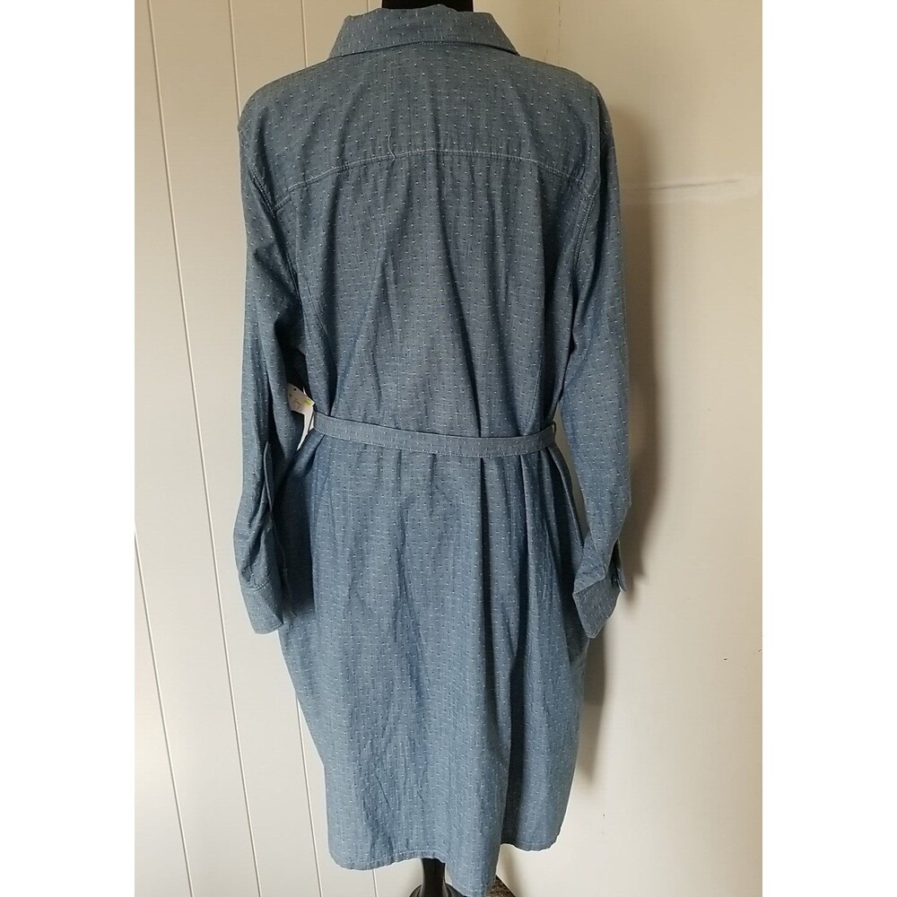 Basic Editions Shirt Dress Womens Size 2X Blue Chambray Button Up New - Picture 8 of 12